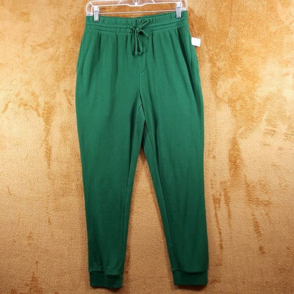 CLUB ROOM Jogger Pants Mens Small Green Pull On Thermal Waffle Knit Comfort